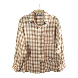 More Than Dope Japanese Oversized Button-front Flannel Shirt Women's Free Size